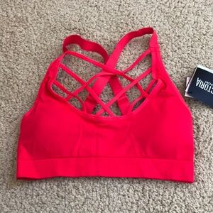 New! Victoria’s Secret SP red strappy padded sports bra.